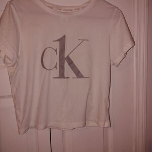 Calvin Klein Womens Gray Logo T-Shirt Cropped Top Medium